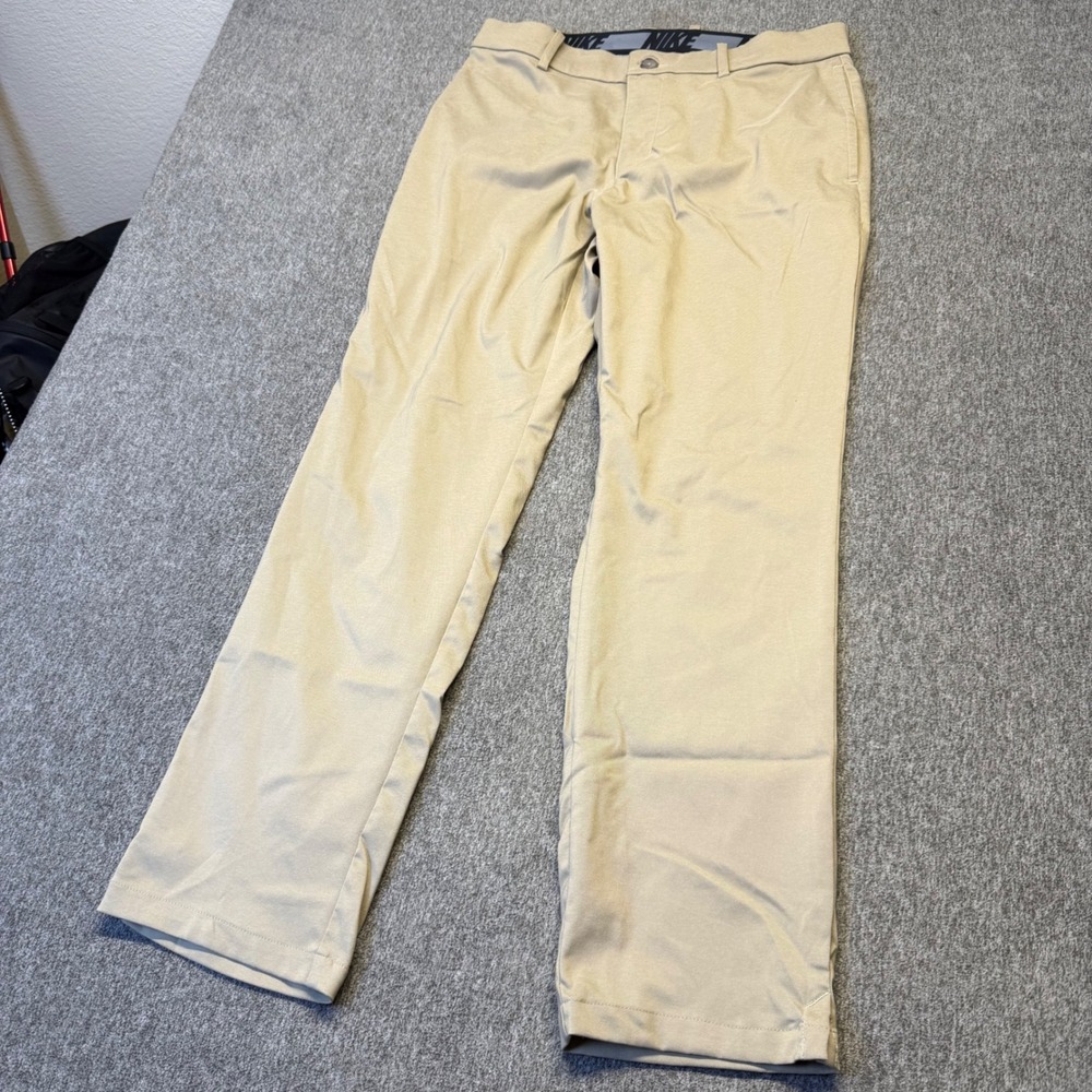 Nike Mens Dri-FIT Golf Pants Khaki Tan Flat Front Chino 34x32 AJ5489-247